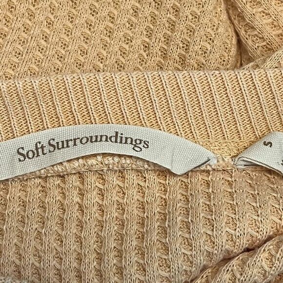 Soft Surroundings Waffle Knit Long Line Orange Pullover Shirt Raglan Top sz S - Picture 15 of 16
